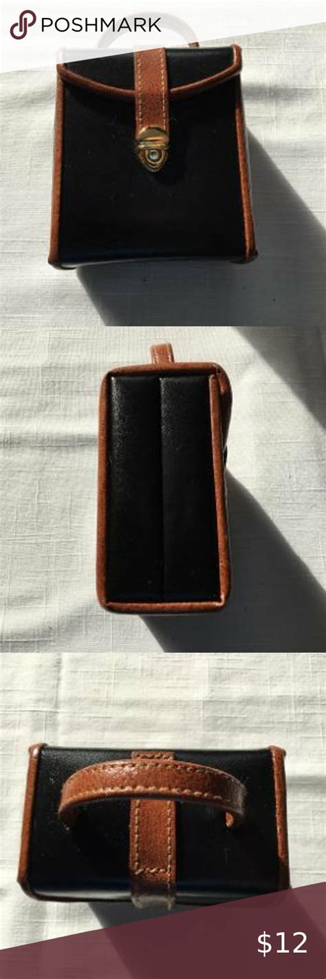 Vintage Bang Jeun Black Leather Embossed Jewelry Case.